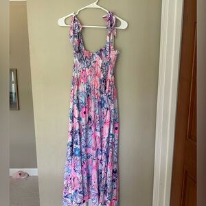 chinese dress ladies Lilly Pulitzer Lizette Maxi Dress, Isla De Coco (Small), Pink, Blue,  Yellow, 4 at Amazon Women's Clothing store